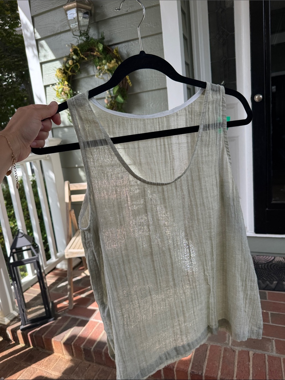 Lemlem Lightweight Sheer Scoop Neck Tank - Cream